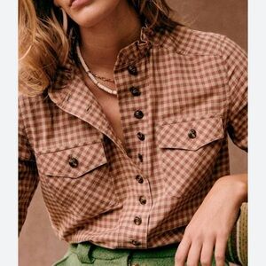 Sezane Kim Plaid Button-Up Shirt